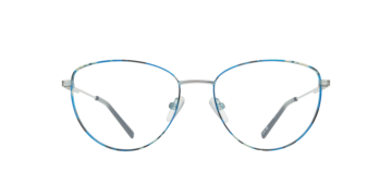 Shiny Silver Blue Havana Janey -  Metal Glasses