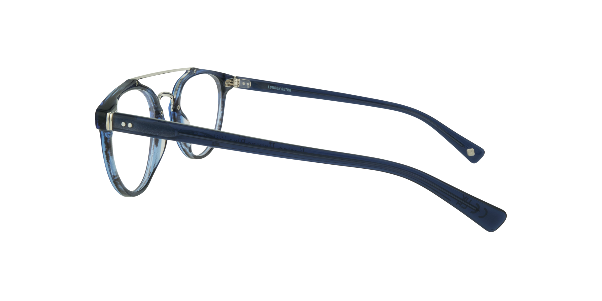Keaton Havana Blue & Silver AcetateEyeglass Frames for Glasses Direct, Side View