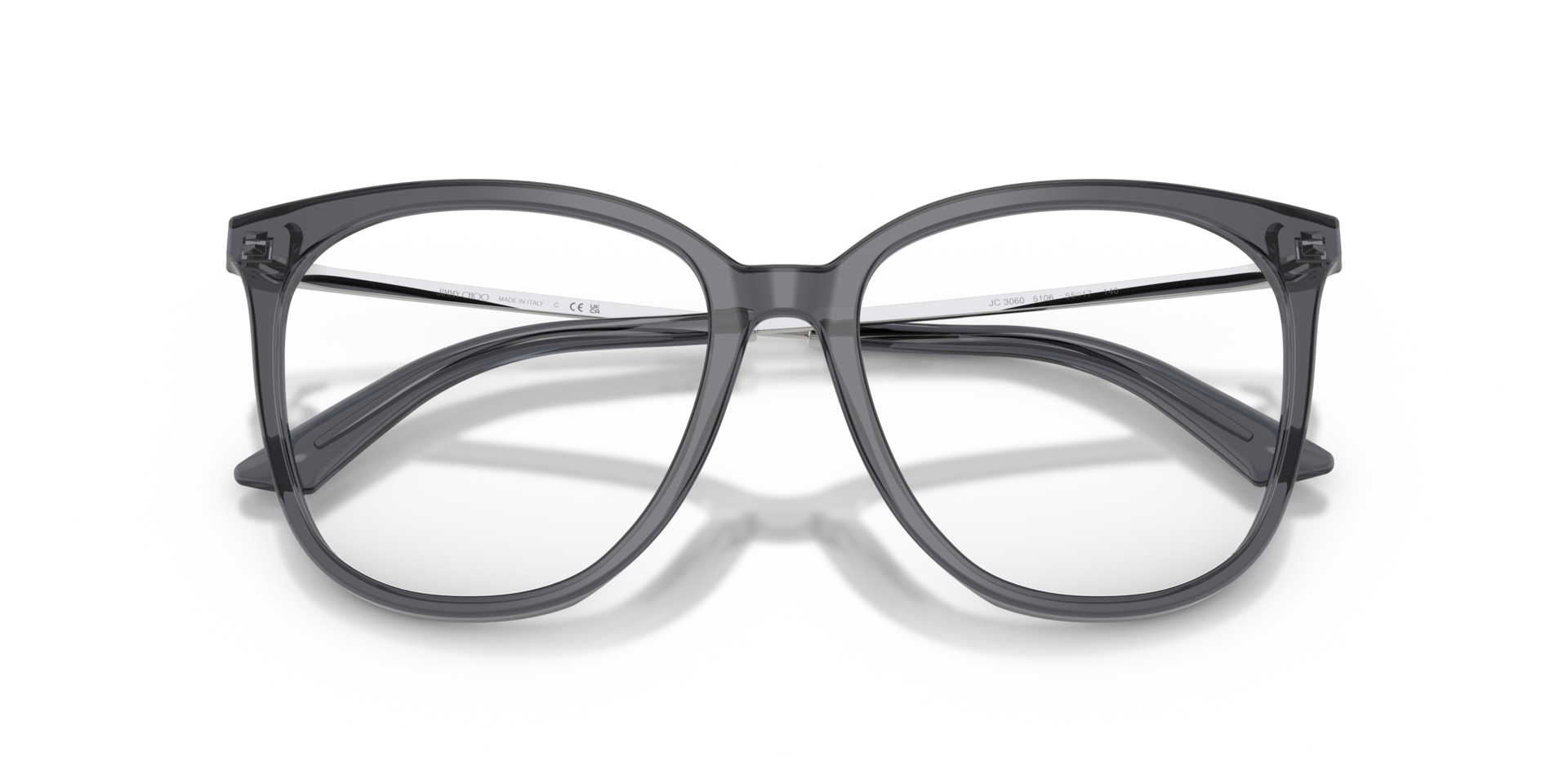 JC3060 Transparent Grey AcetateEyeglass Frames for Glasses Direct, Closed View
