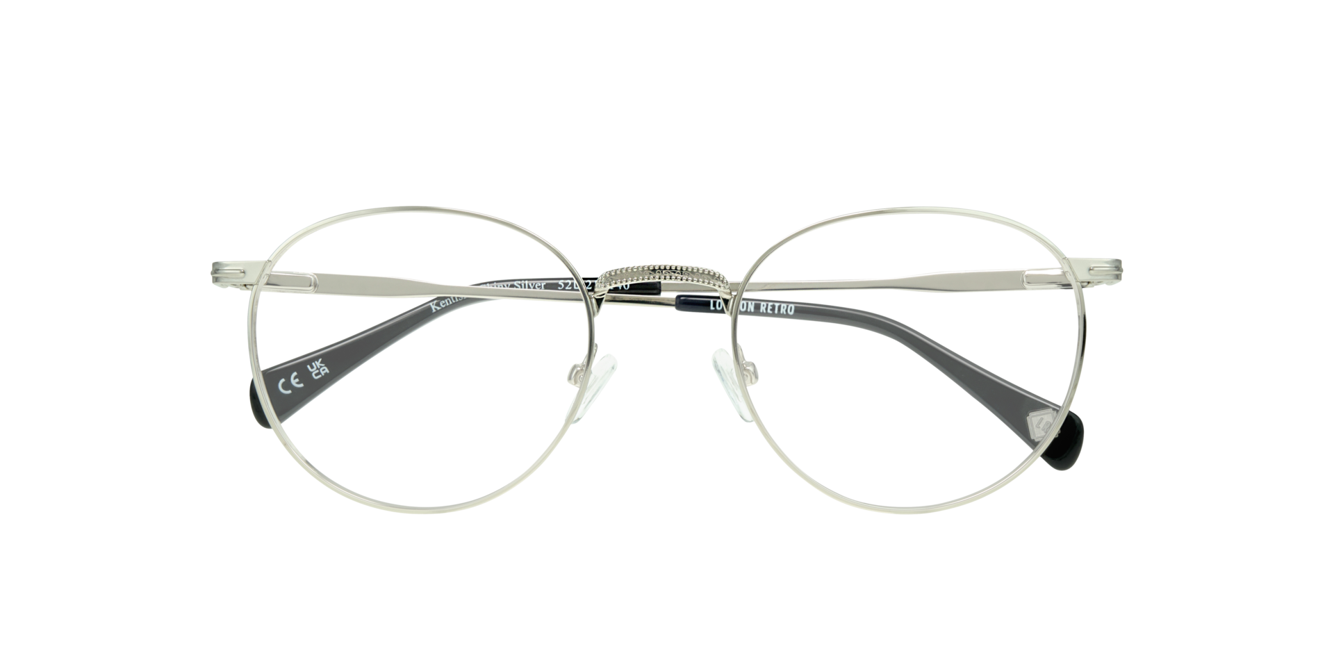 Kentish Shiny Silver MetalEyeglass Frames for Glasses Direct, Closed View