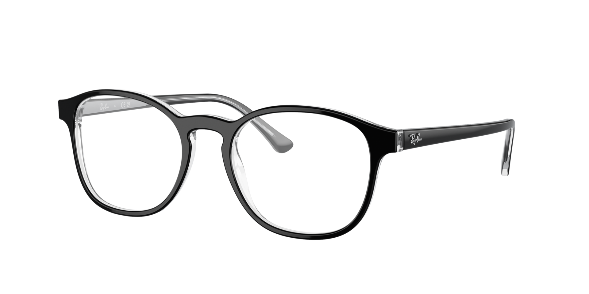 RB5417 Black On Transparent AcetateEyeglass Frames for Glasses Direct, Angle View