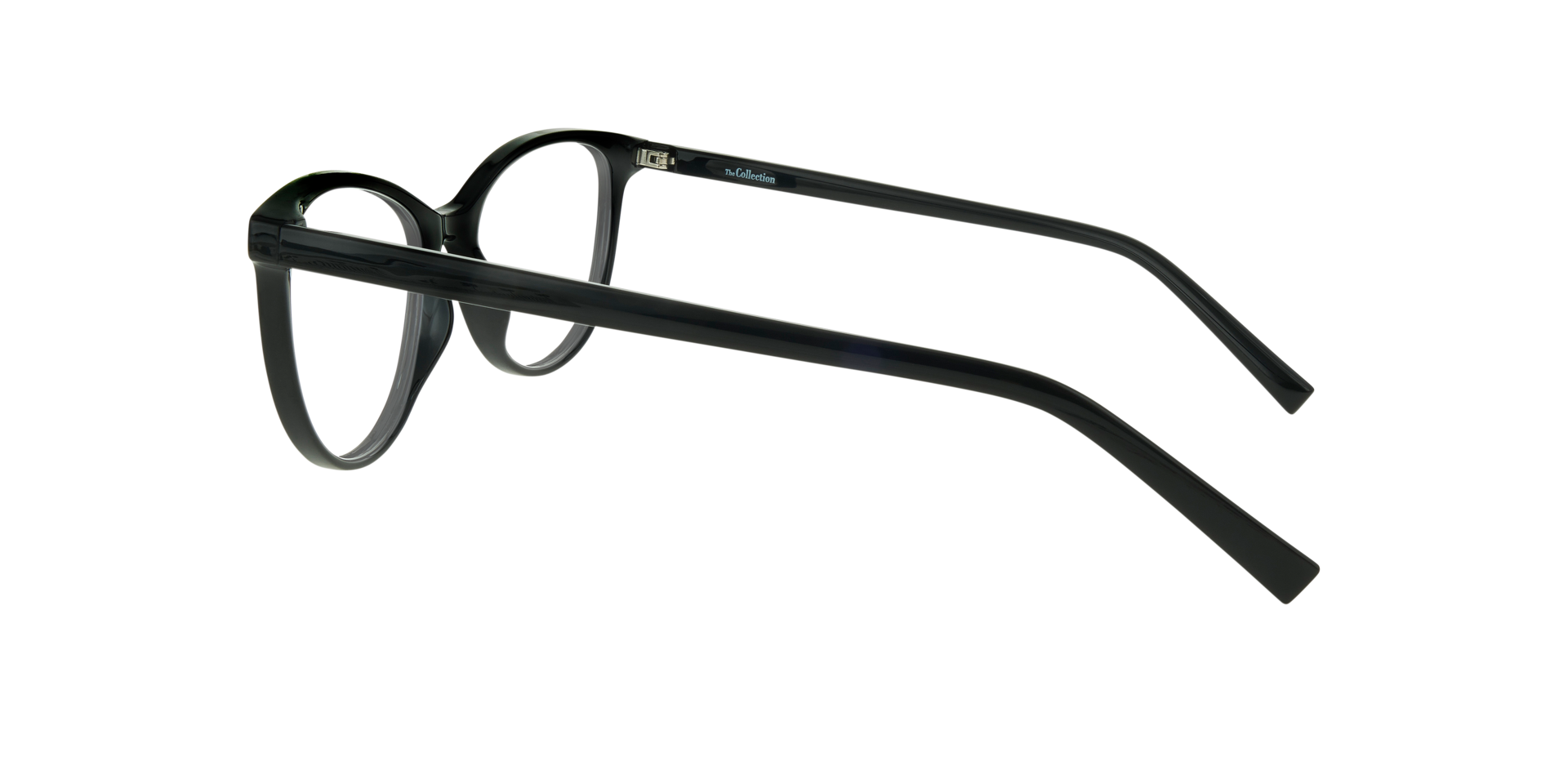 Leyla Shiny Black PlasticEyeglass Frames for Glasses Direct, Side View