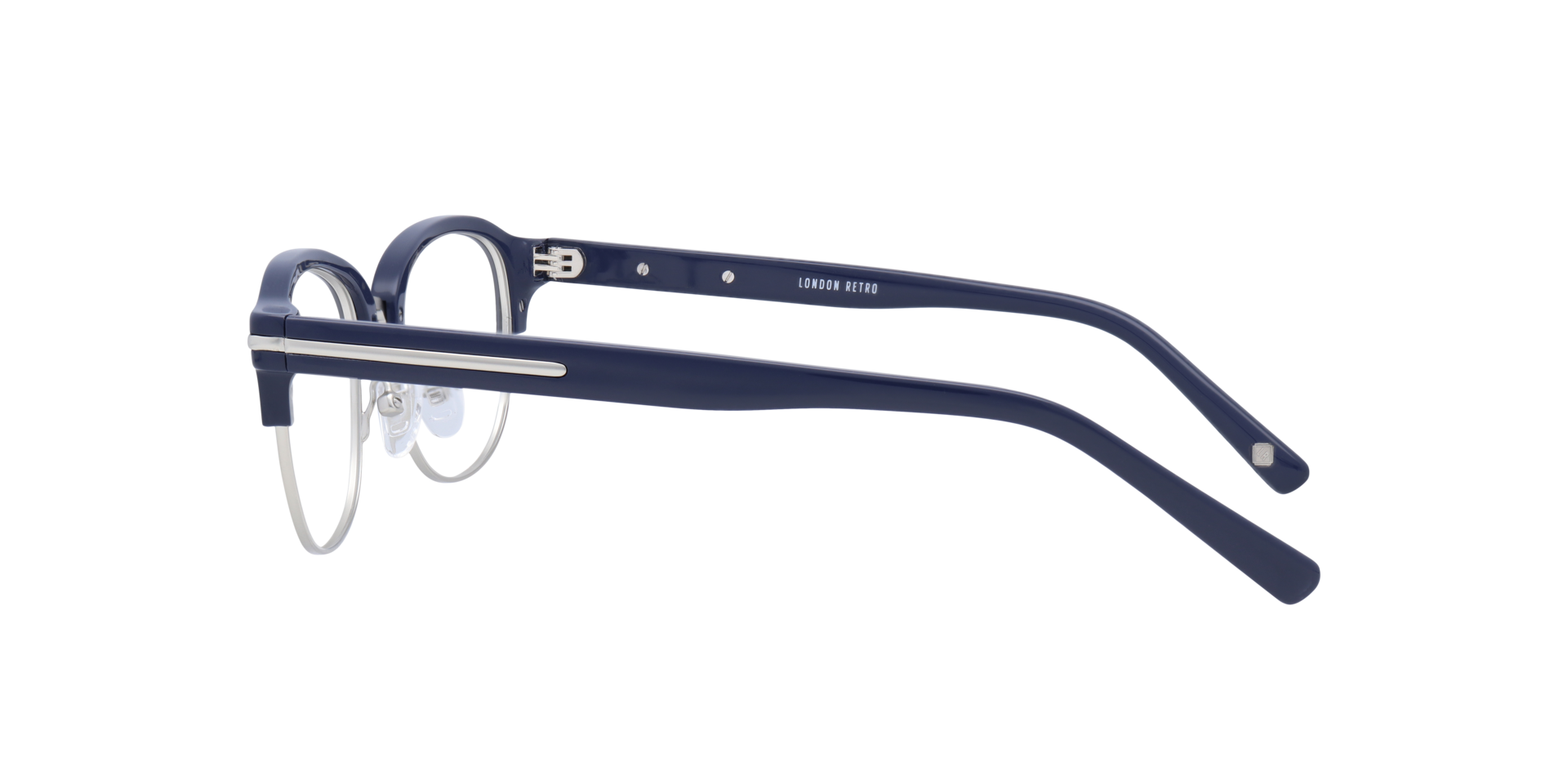 Grange Solid Navy Blue MetalSunglass Frames for Glasses Direct, Side View