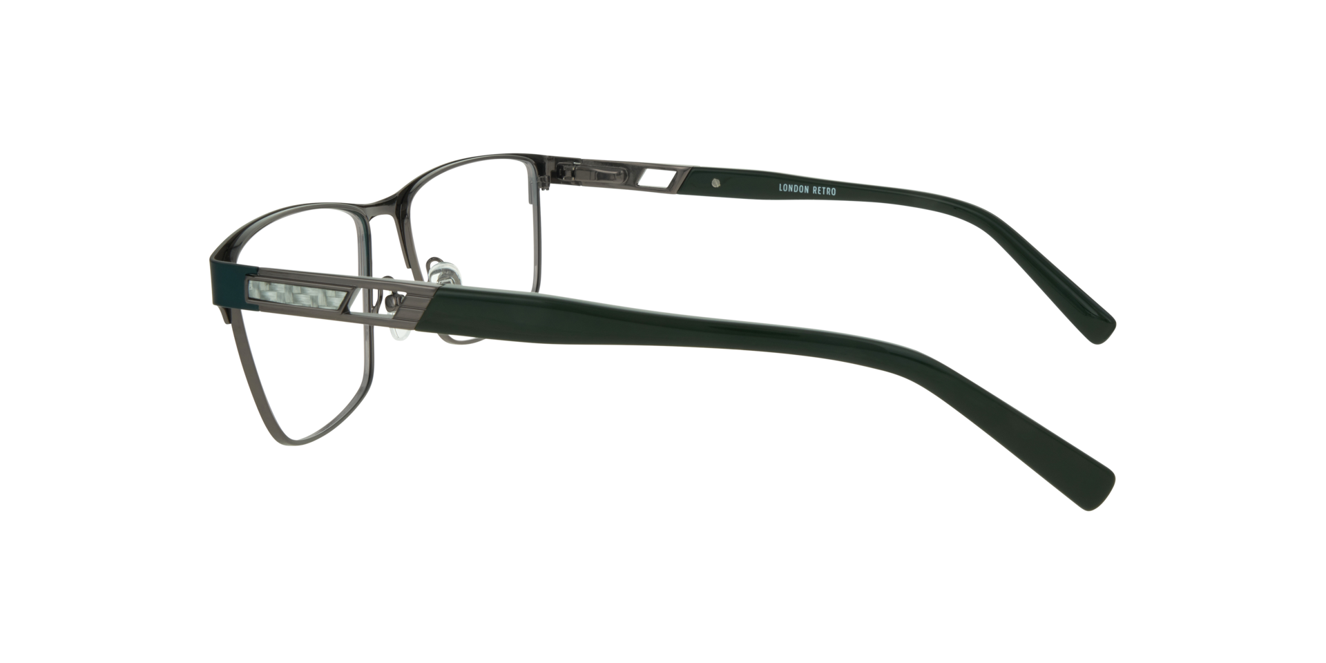 Ken Matte Green & Shiny Silver MetalEyeglass Frames for Glasses Direct, Side View