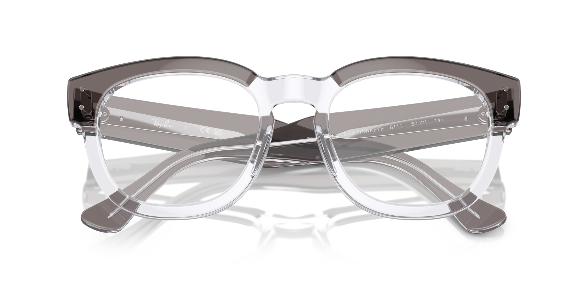 Mega Hawkeye Optics Grey On Transparent AcetateEyeglass Frames for Glasses Direct, Closed View