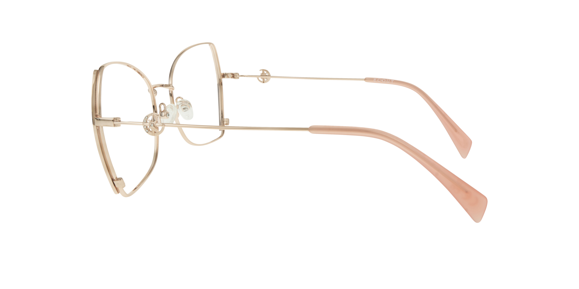 Kenna Gold & Light Pink MetalEyeglass Frames for Glasses Direct, Side View