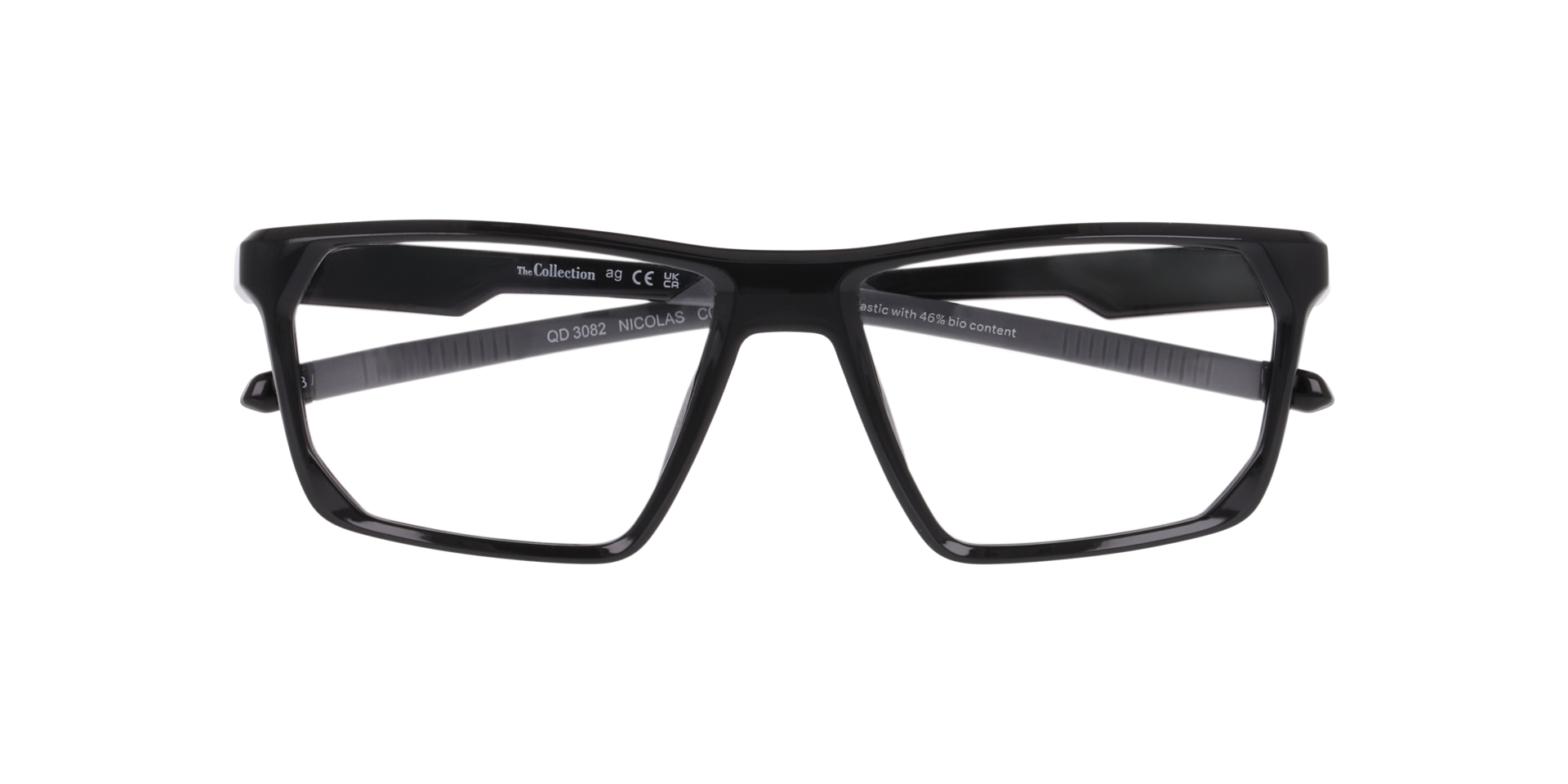 Nicolas Grey On Black PlasticEyeglass Frames for Glasses Direct, Closed View