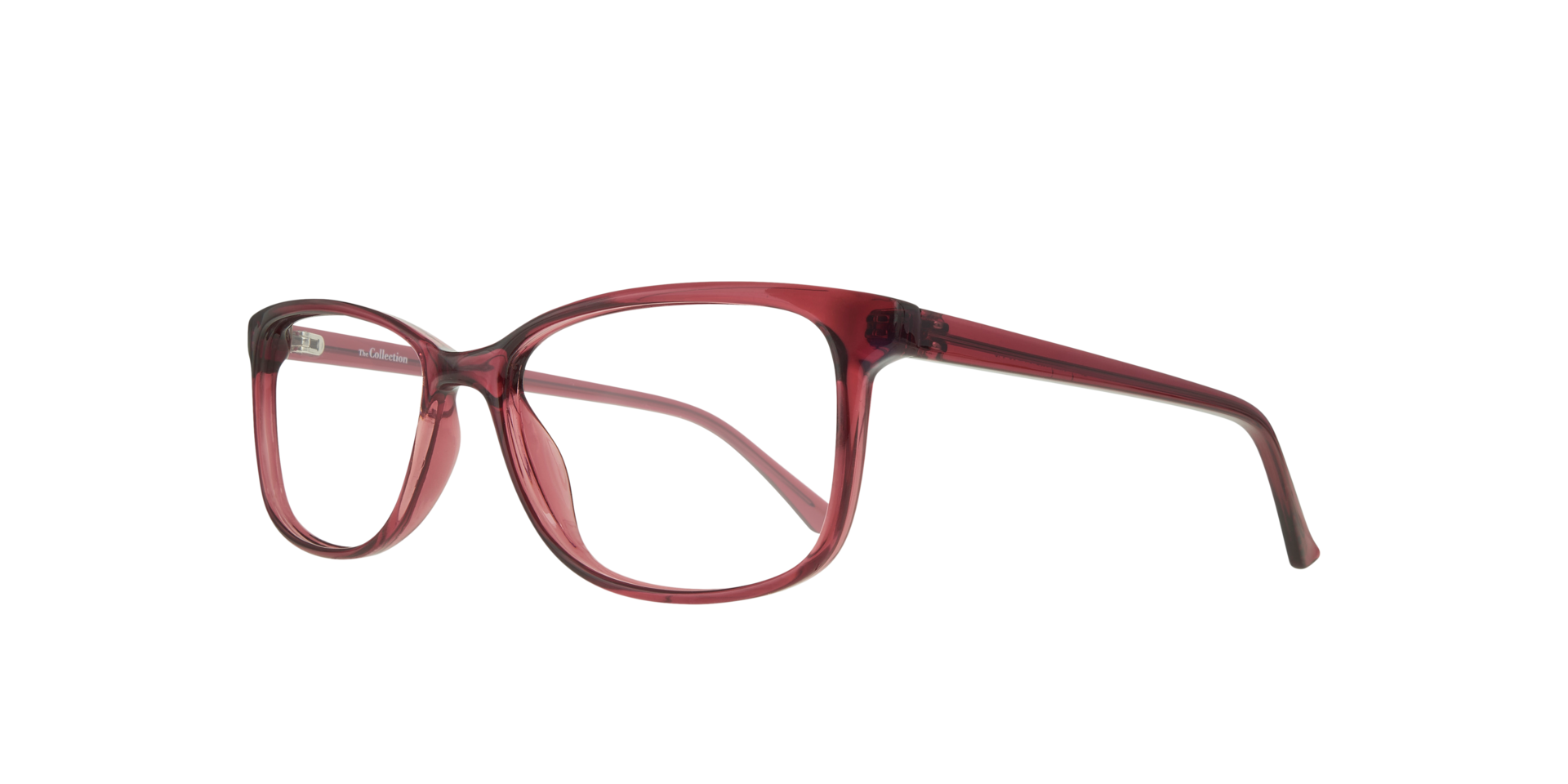 Livvy Shiny Red PlasticEyeglass Frames for Glasses Direct, Angle View