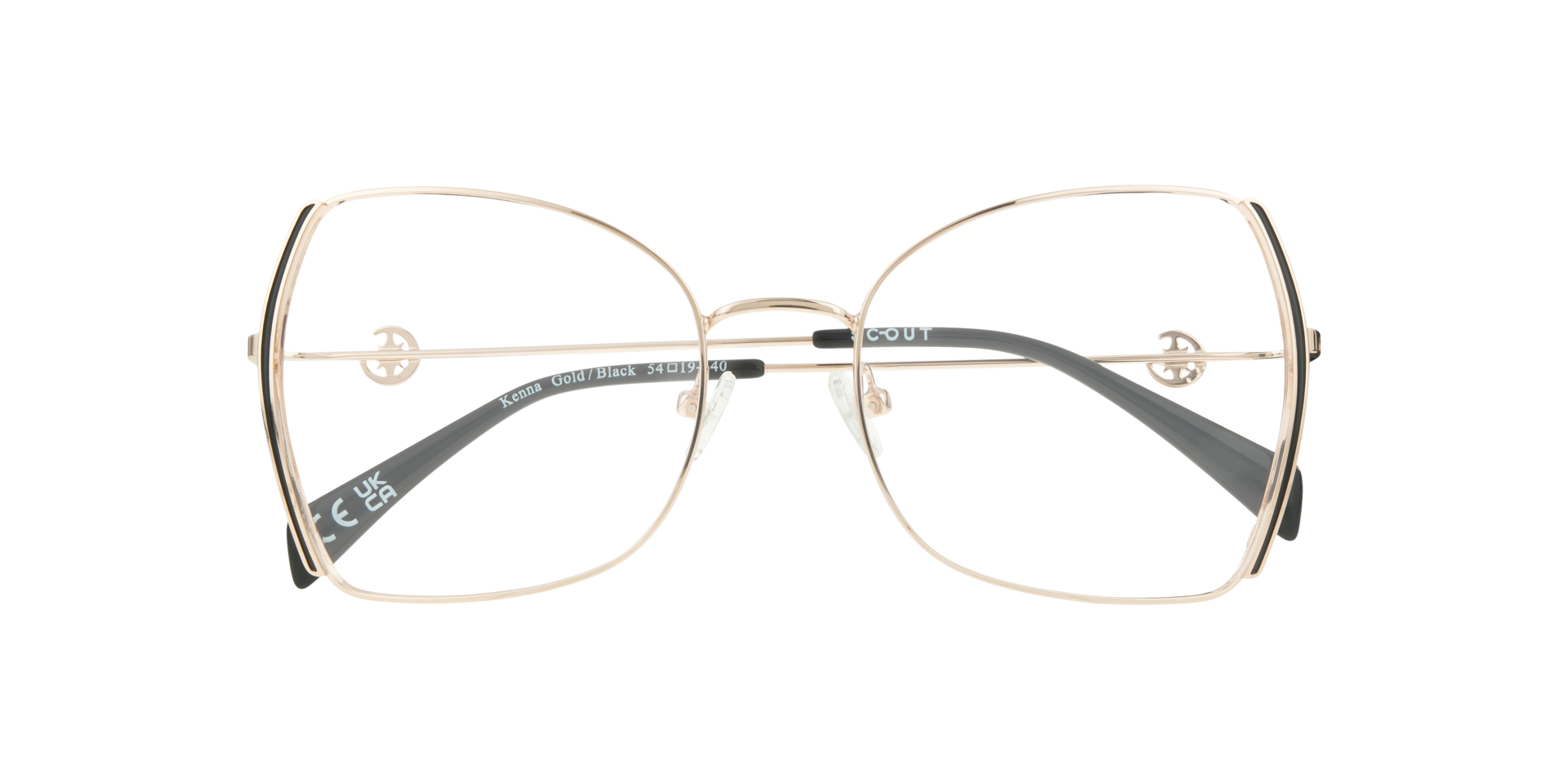 Kenna Gold & Black MetalEyeglass Frames for Glasses Direct, Closed View