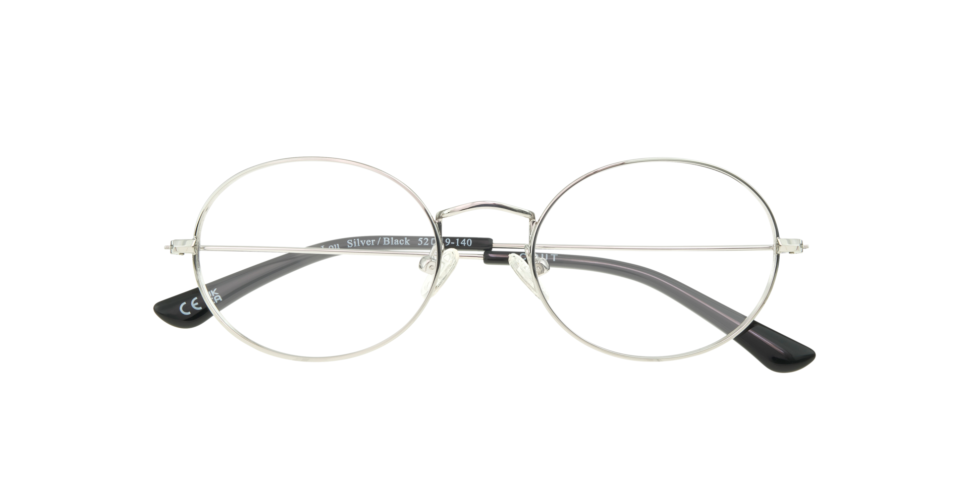 Lou Silver & Black MetalEyeglass Frames for Glasses Direct, Closed View