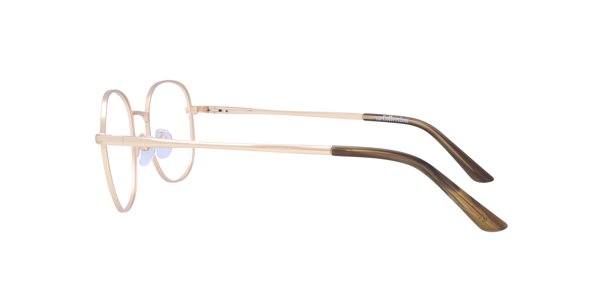Harlan Satin Gold MetalEyeglass Frames for Glasses Direct, Side View