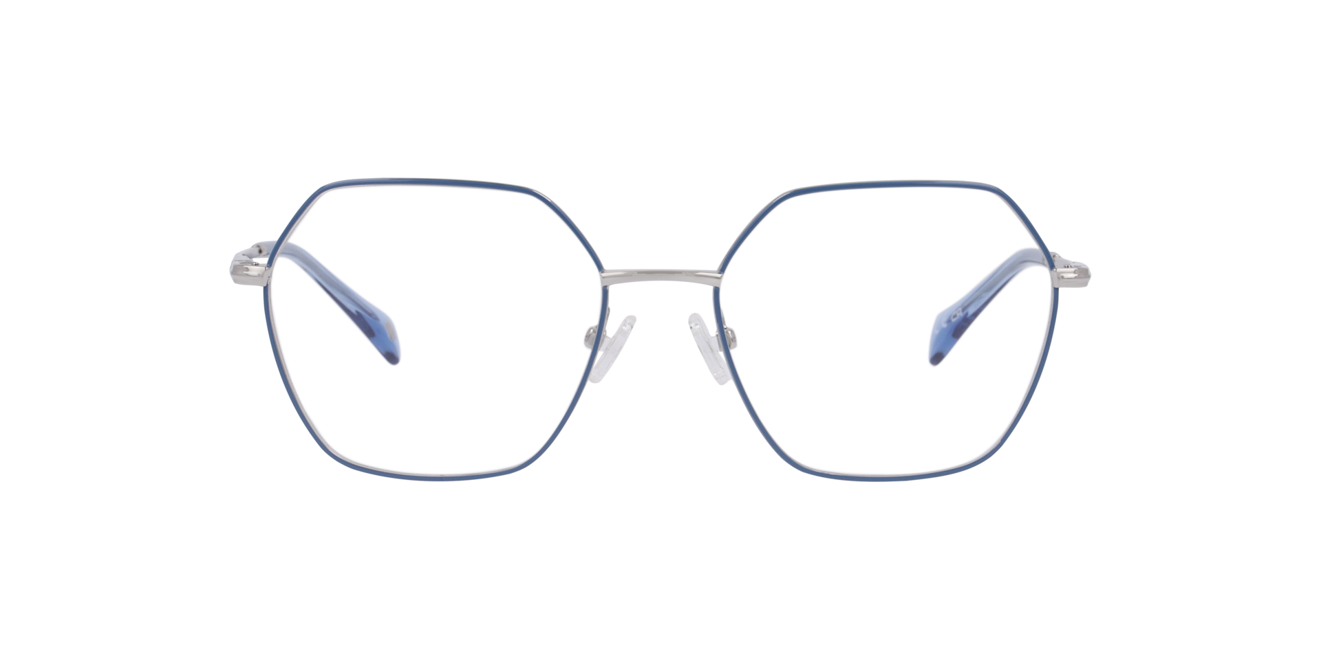 Mitcham Light Blue On Silver MetalEyeglass Frames for Glasses Direct, Front View