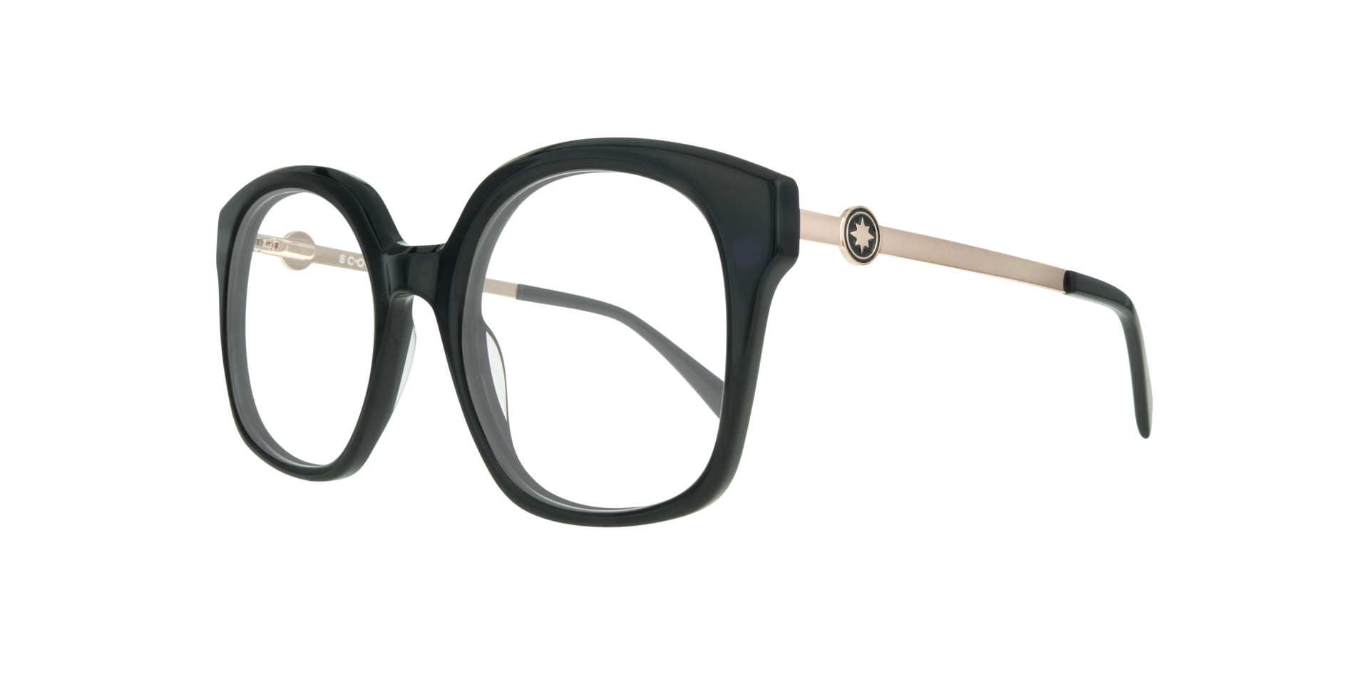 Keira Black & Gold AcetateEyeglass Frames for Glasses Direct, Angle View