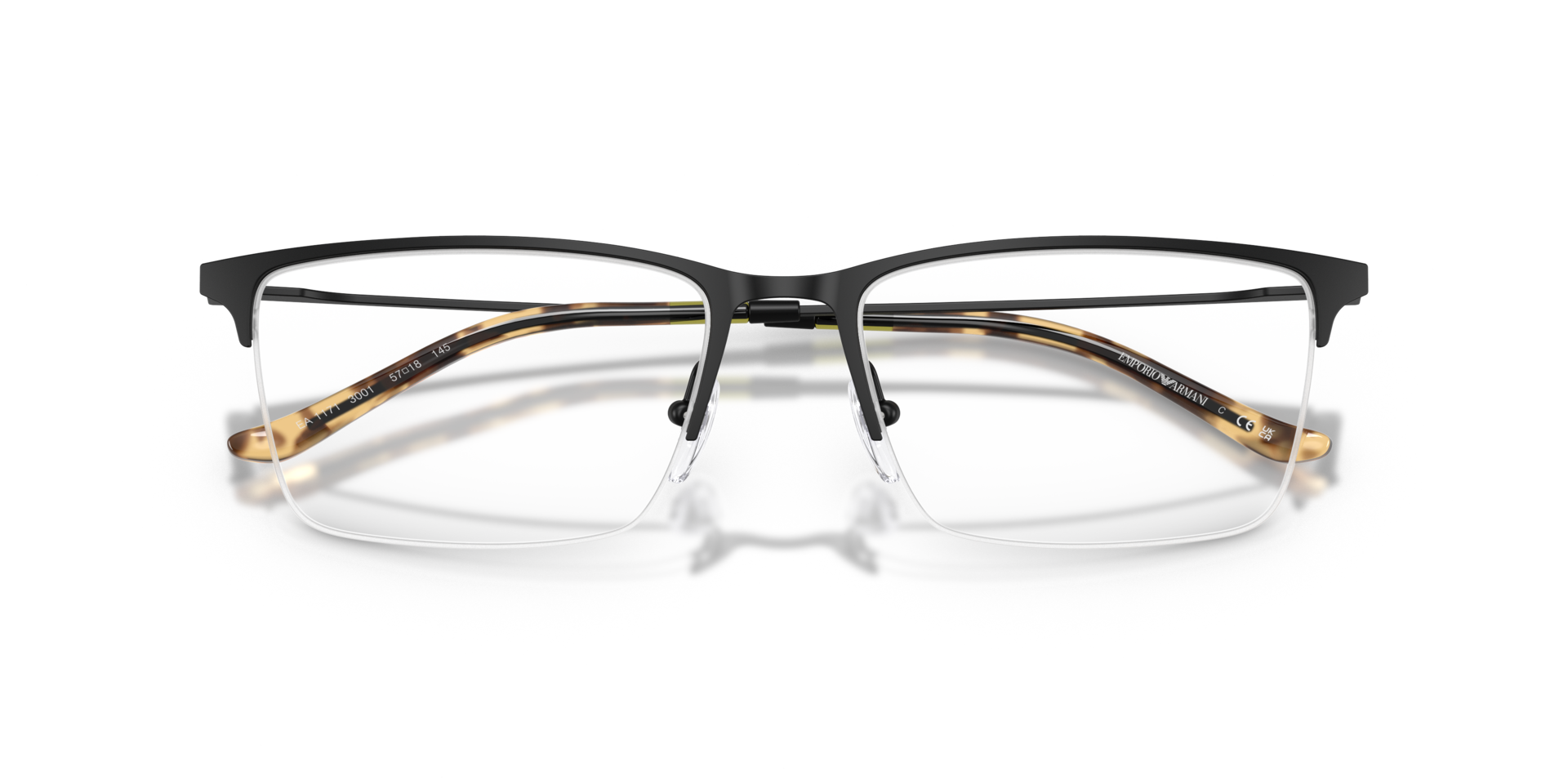 EA1171 Matte Black MetalEyeglass Frames for Glasses Direct, Closed View