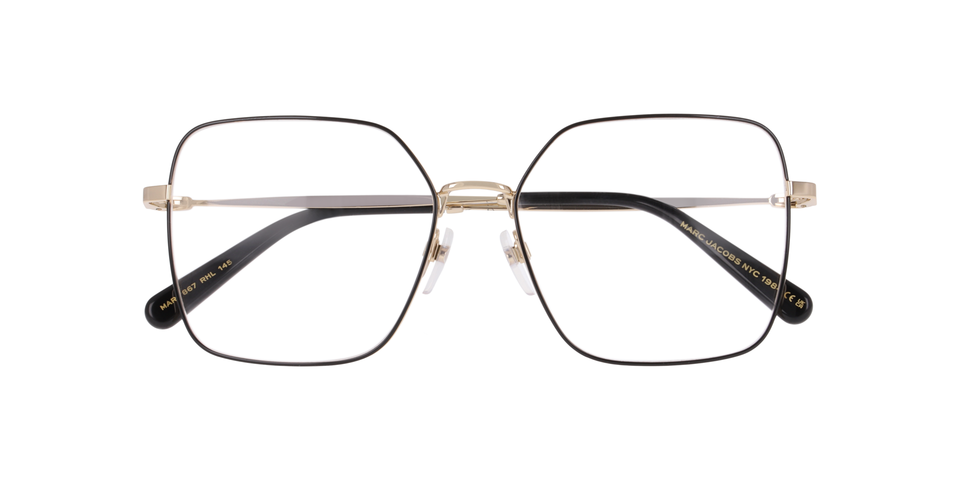 MARC 867 Gold Black MetalEyeglass Frames for Glasses Direct, Closed View
