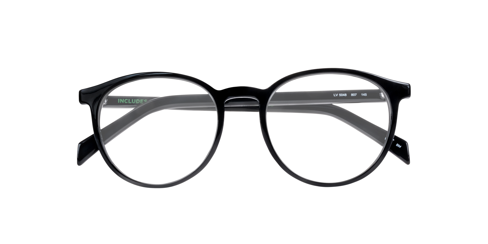 LV 5048 Black Shiny PlasticEyeglass Frames for Glasses Direct, Closed View
