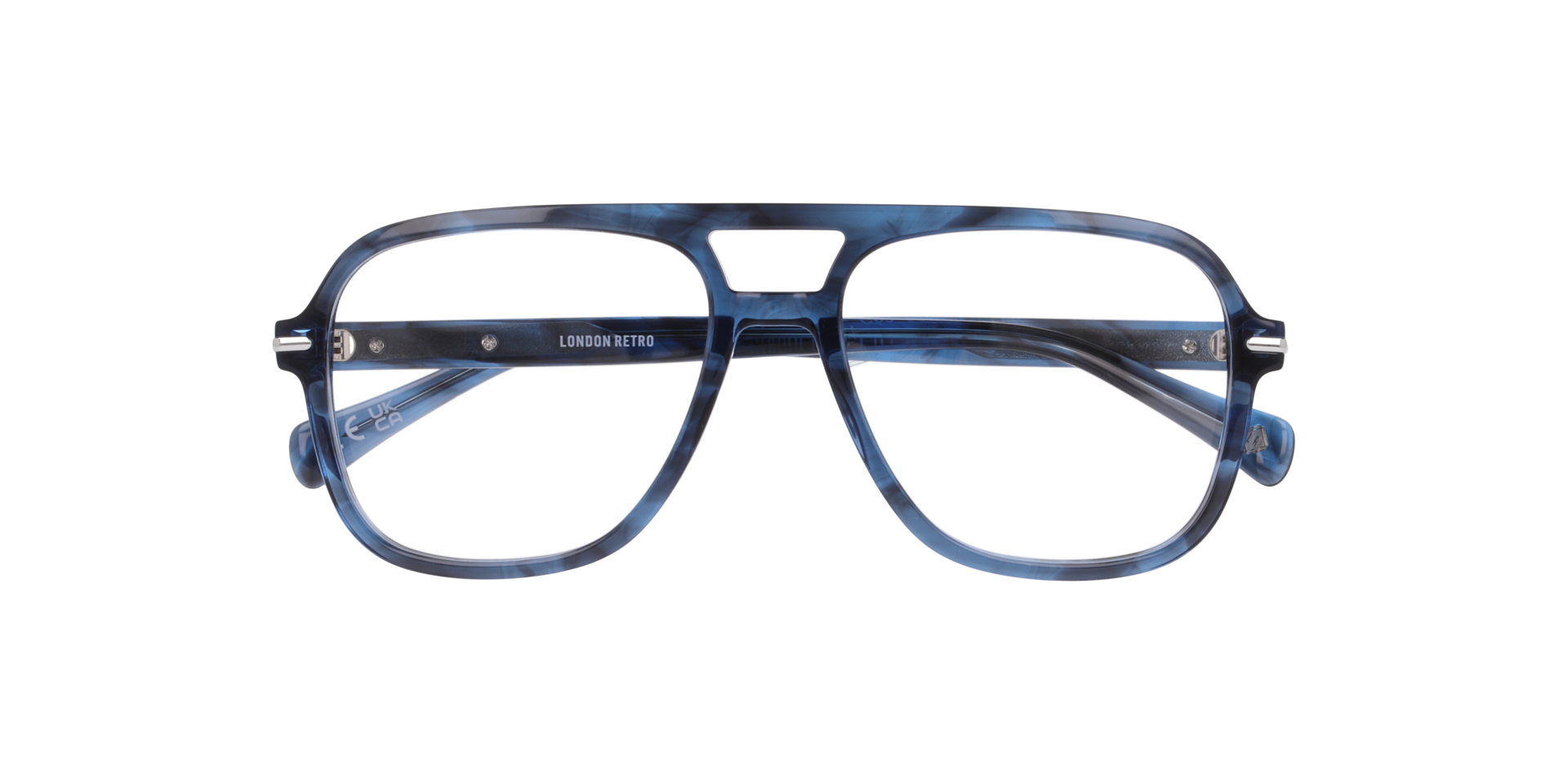 Manor Park Horn Blue AcetateEyeglass Frames for Glasses Direct, Closed View