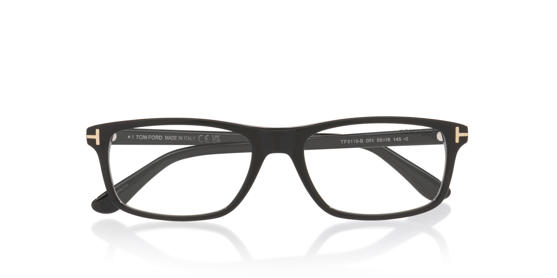 FT6119-B Black AcetateEyeglass Frames for Glasses Direct, Closed View