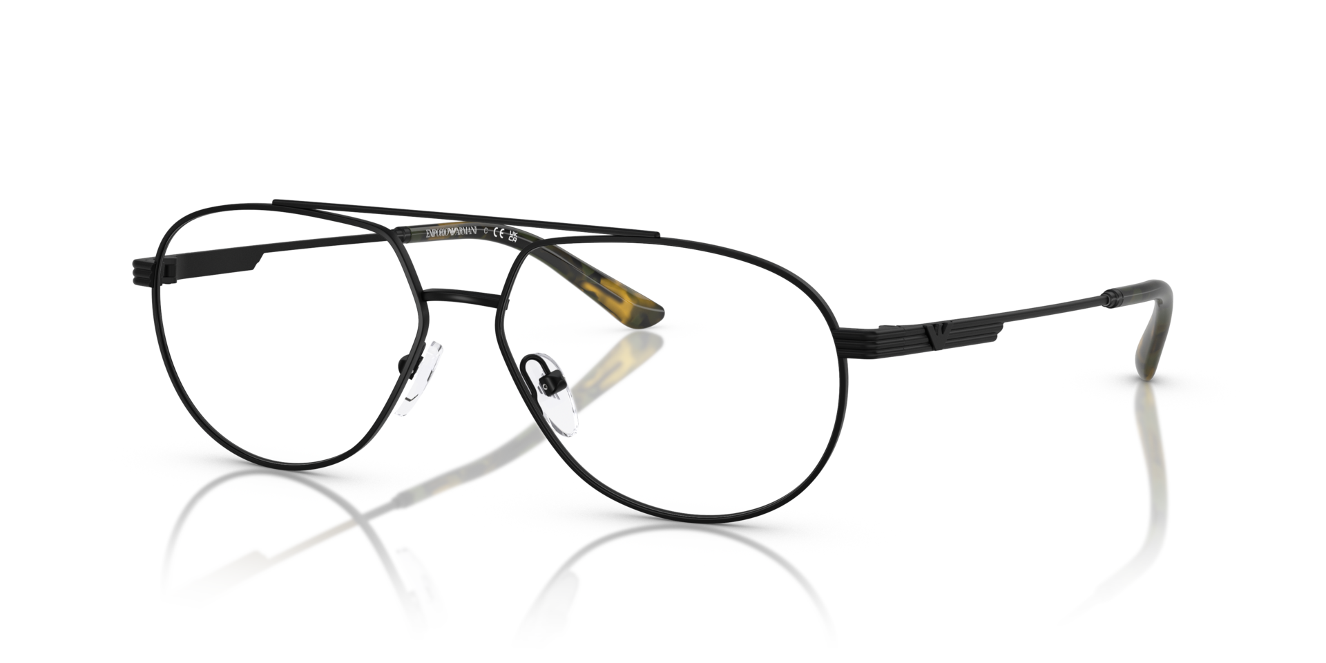EA1165 Matte Black MetalEyeglass Frames for Glasses Direct, Angle View