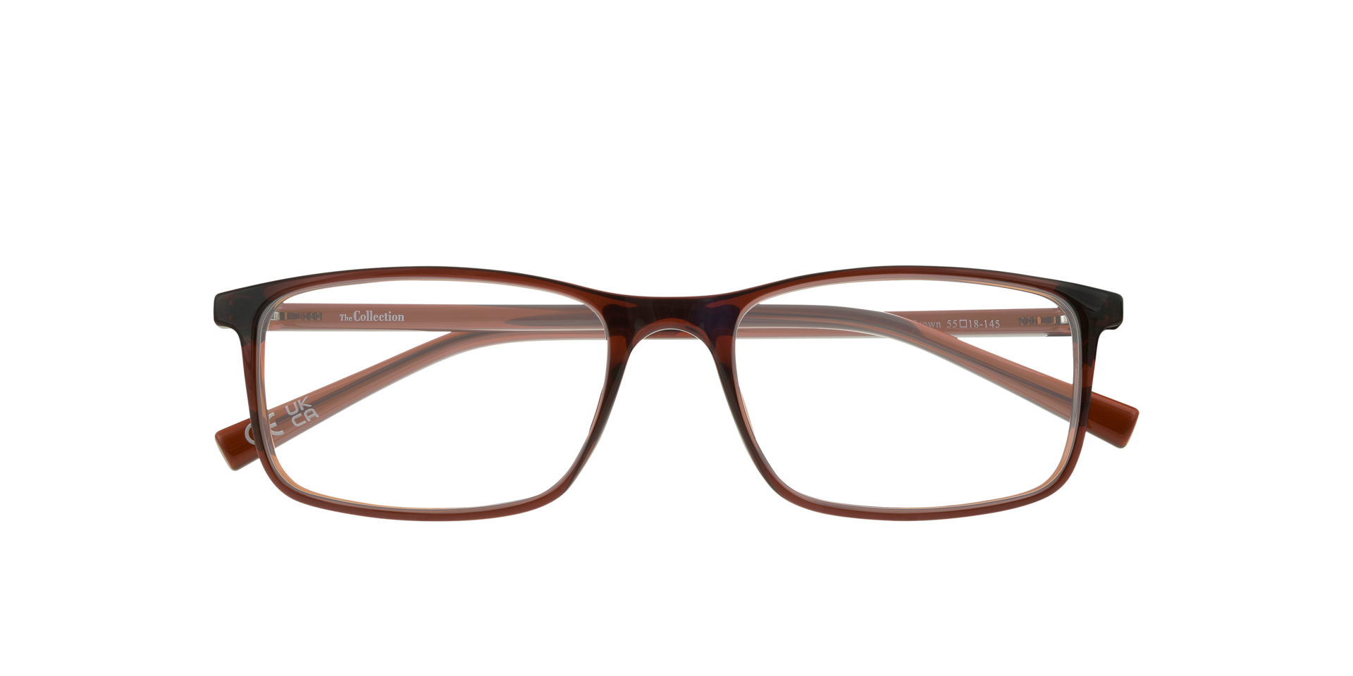 Leslie Shiny Brown PlasticEyeglass Frames for Glasses Direct, Closed View