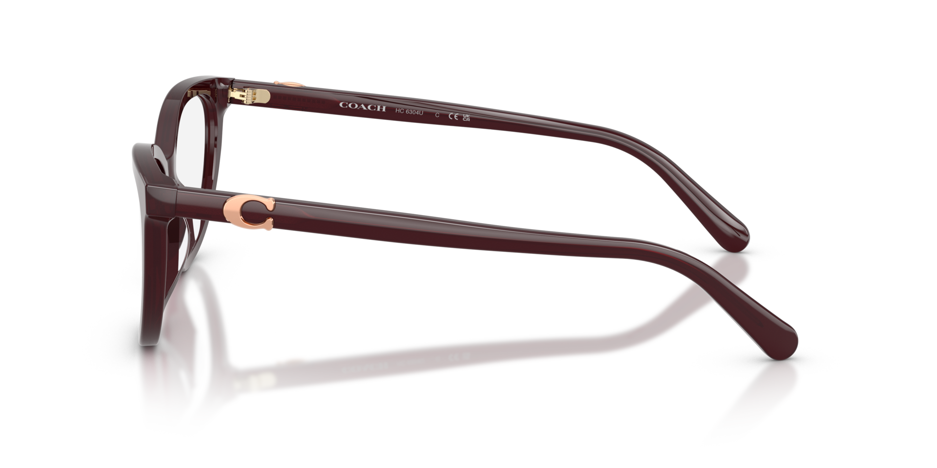 HC6304U Transparent Dark Cherry AcetateEyeglass Frames for Glasses Direct, Side View