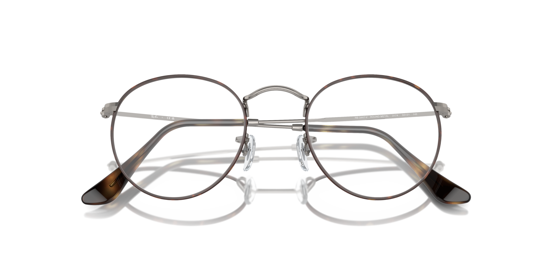 Round Metal Optics Havana On Gunmetal MetalEyeglass Frames for Glasses Direct, Closed View
