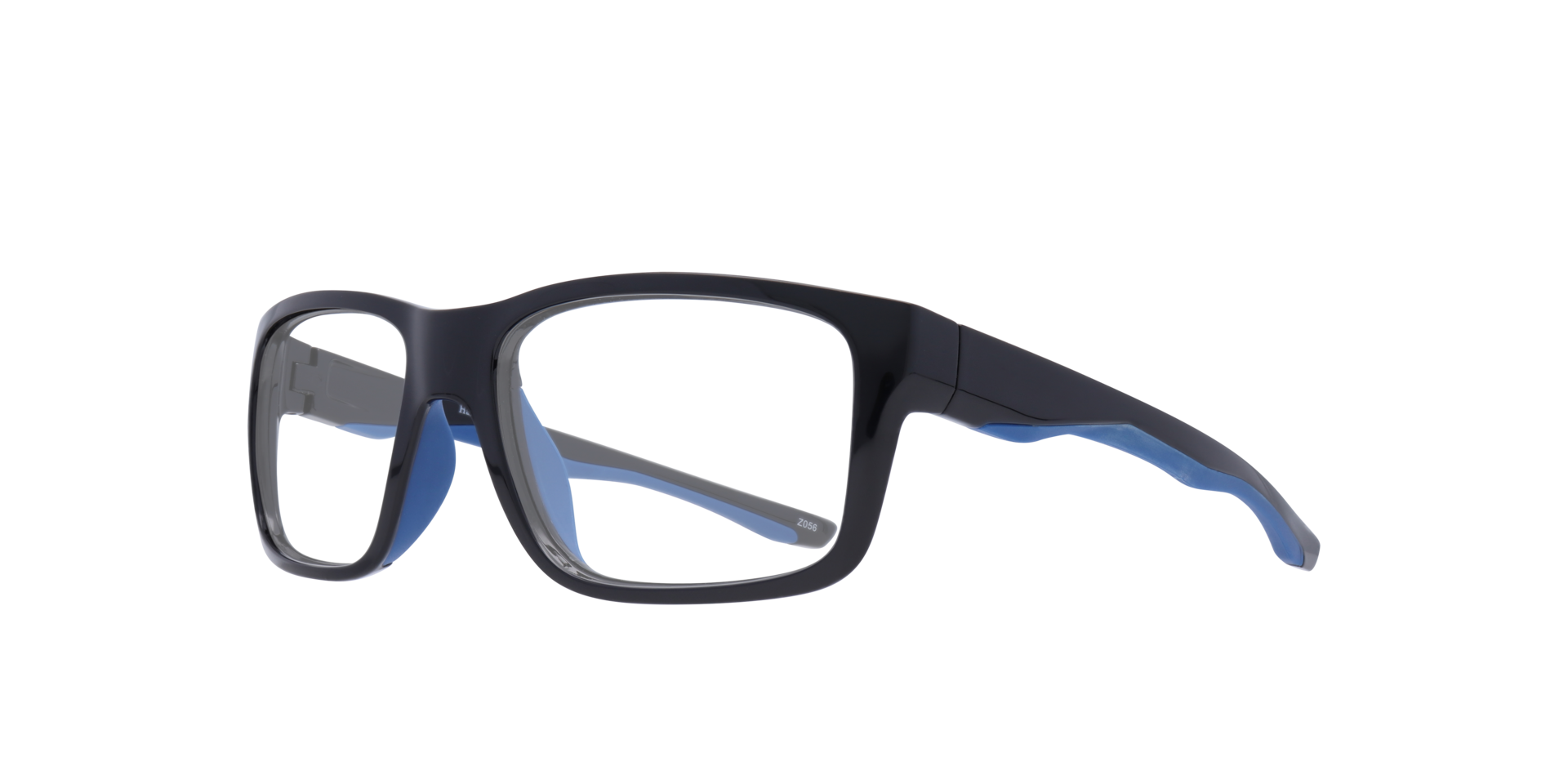 Beat Shiny Black & Blue AcetateEyeglass Frames for Glasses Direct, Angle View