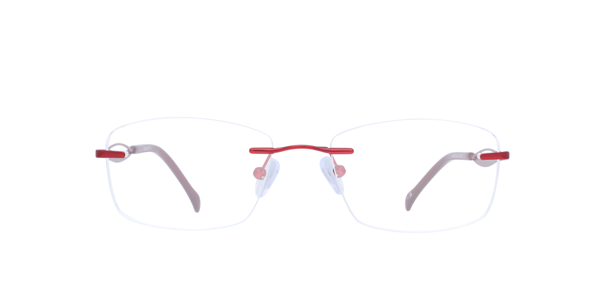 Finelight Women's Red Rectangle Metal Eyeglasses Online - Rimless - August