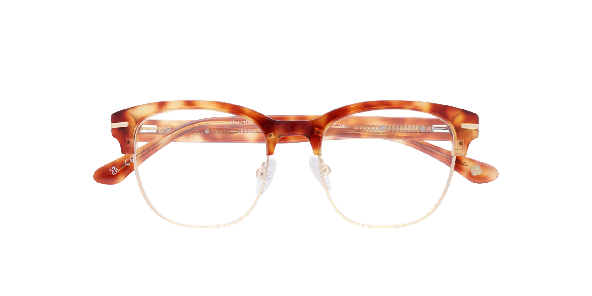 Greenford Honey Havana MetalEyeglass Frames for Glasses Direct, Closed View