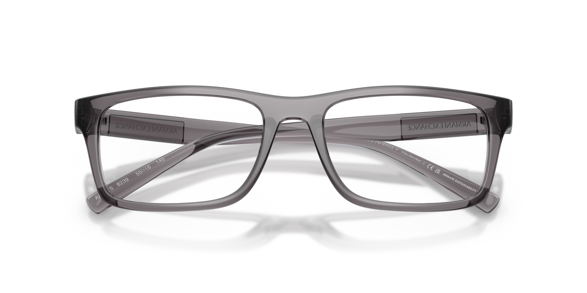 AX3115 Shiny Transparent Grey PlasticEyeglass Frames for Glasses Direct, Closed View
