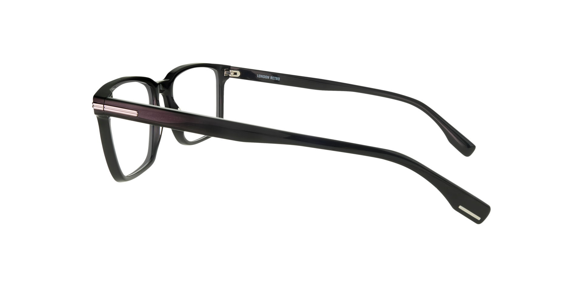 Leith Black & Silver AcetateEyeglass Frames for Glasses Direct, Side View
