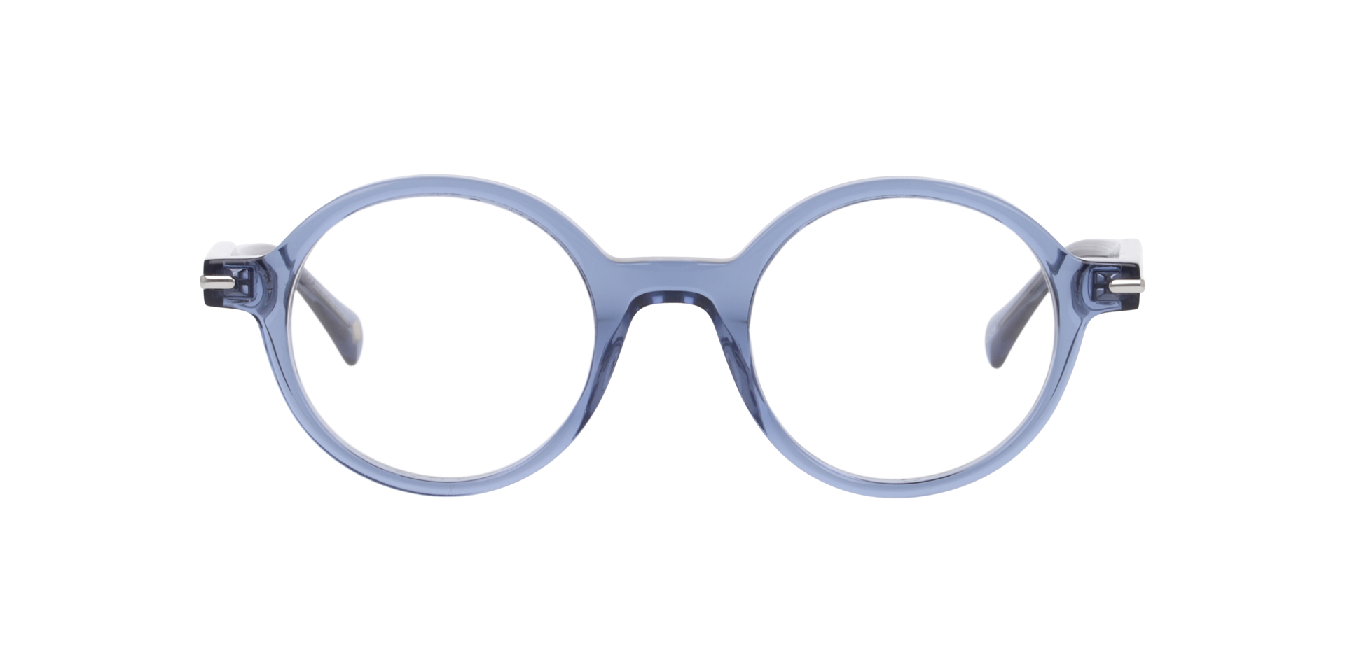 Nine Elms Transparent Dark Blue AcetateEyeglass Frames for Glasses Direct, Front View