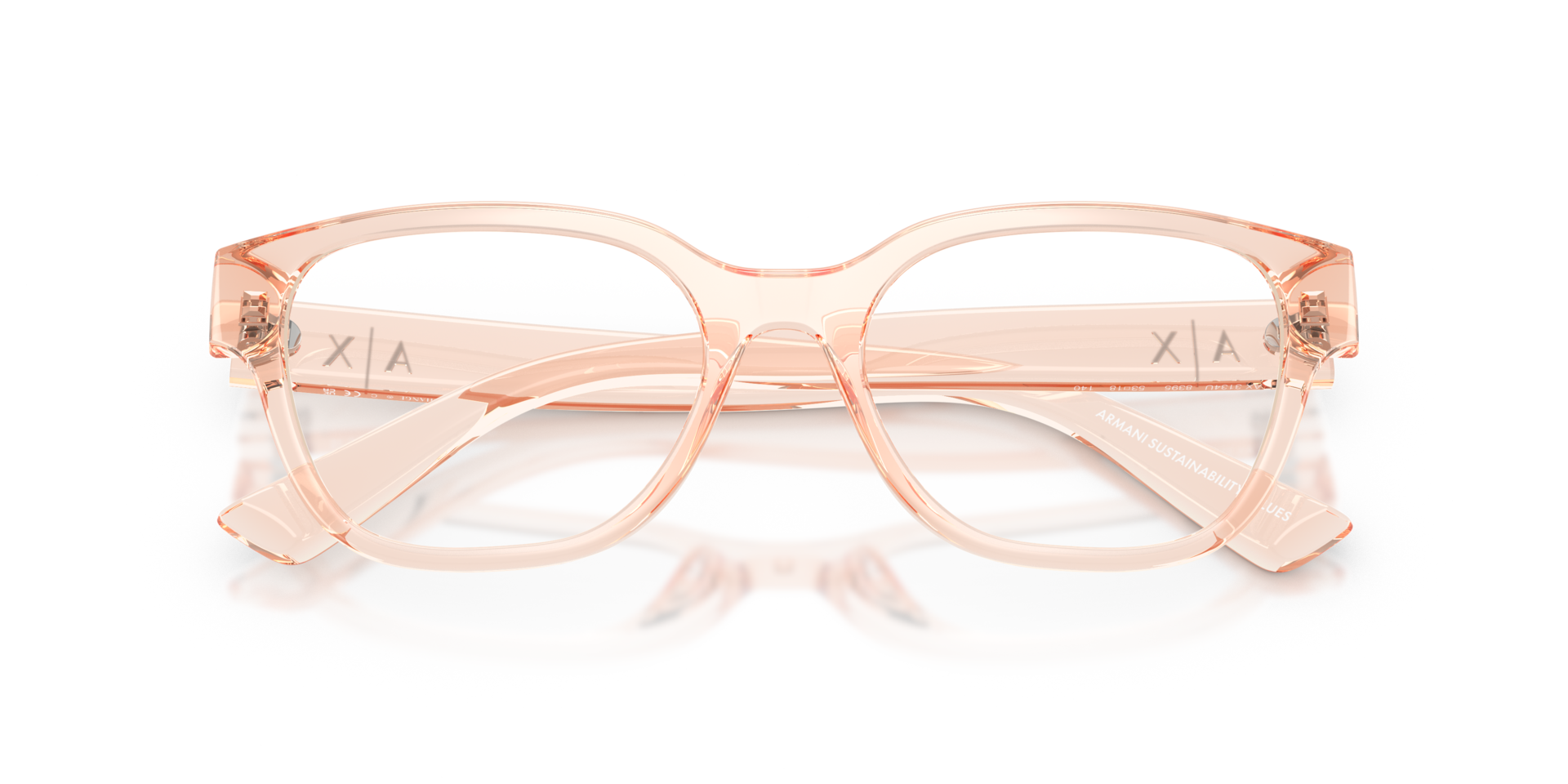 AX3134U Transparent Peach PlasticEyeglass Frames for Glasses Direct, Closed View