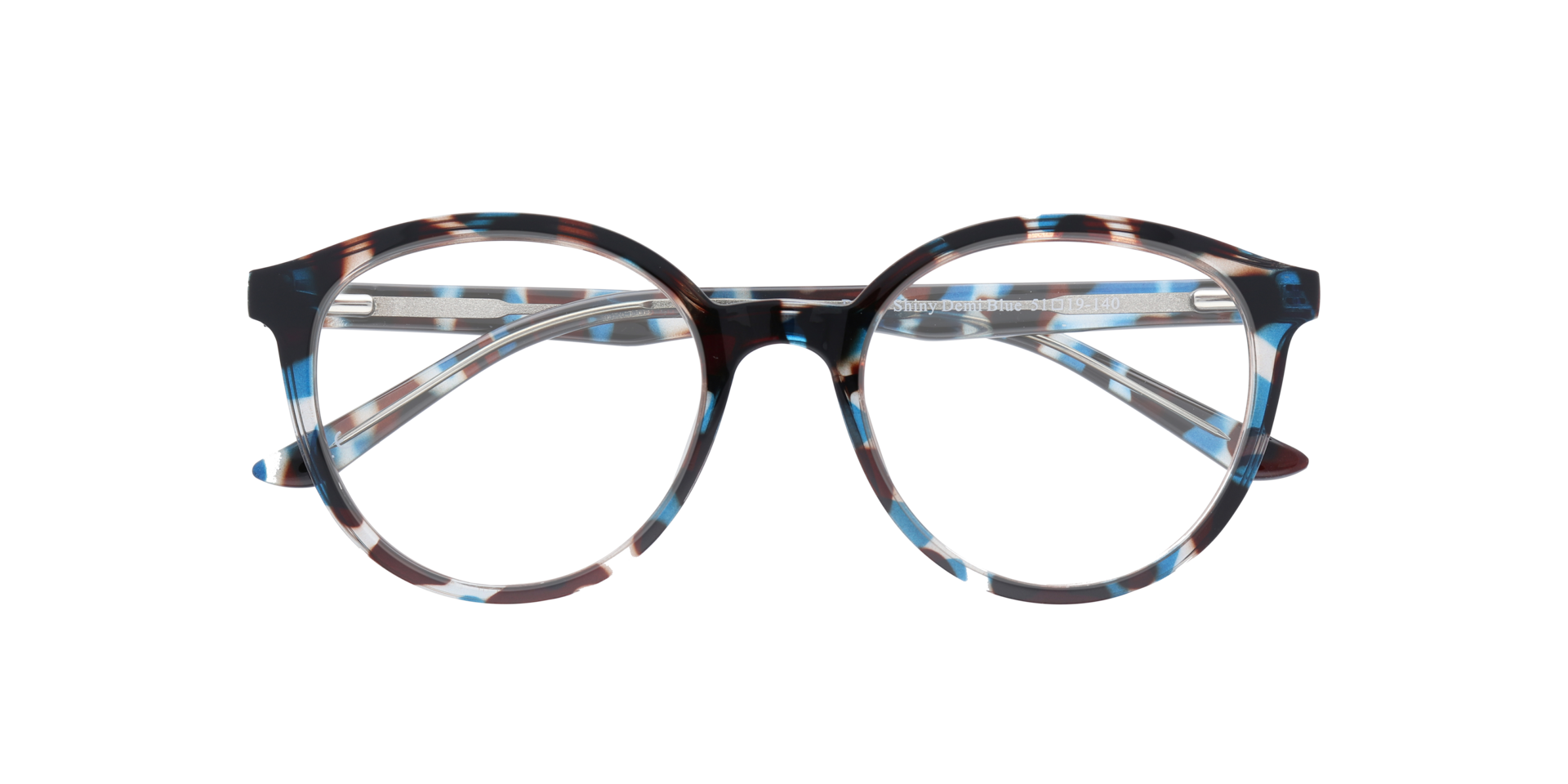 Bevis Shiny Demi Blue PlasticEyeglass Frames for Glasses Direct, Closed View
