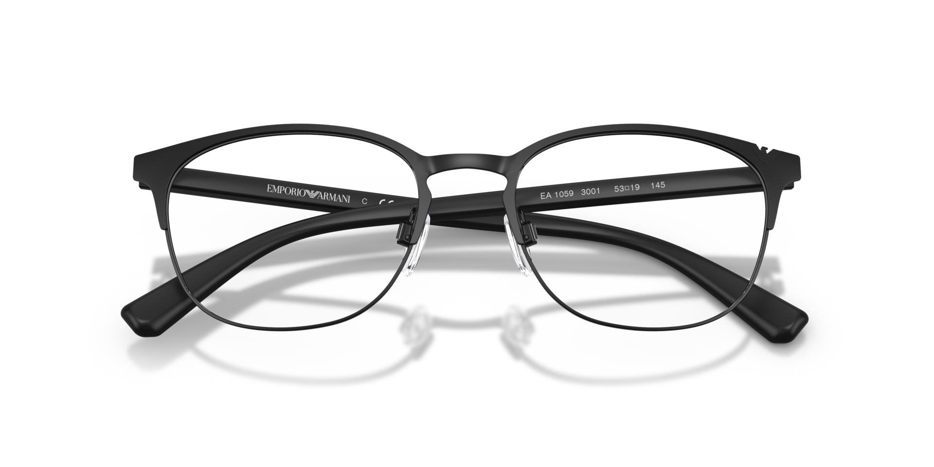 EA1059 Matte Black MetalEyeglass Frames for Glasses Direct, Closed View