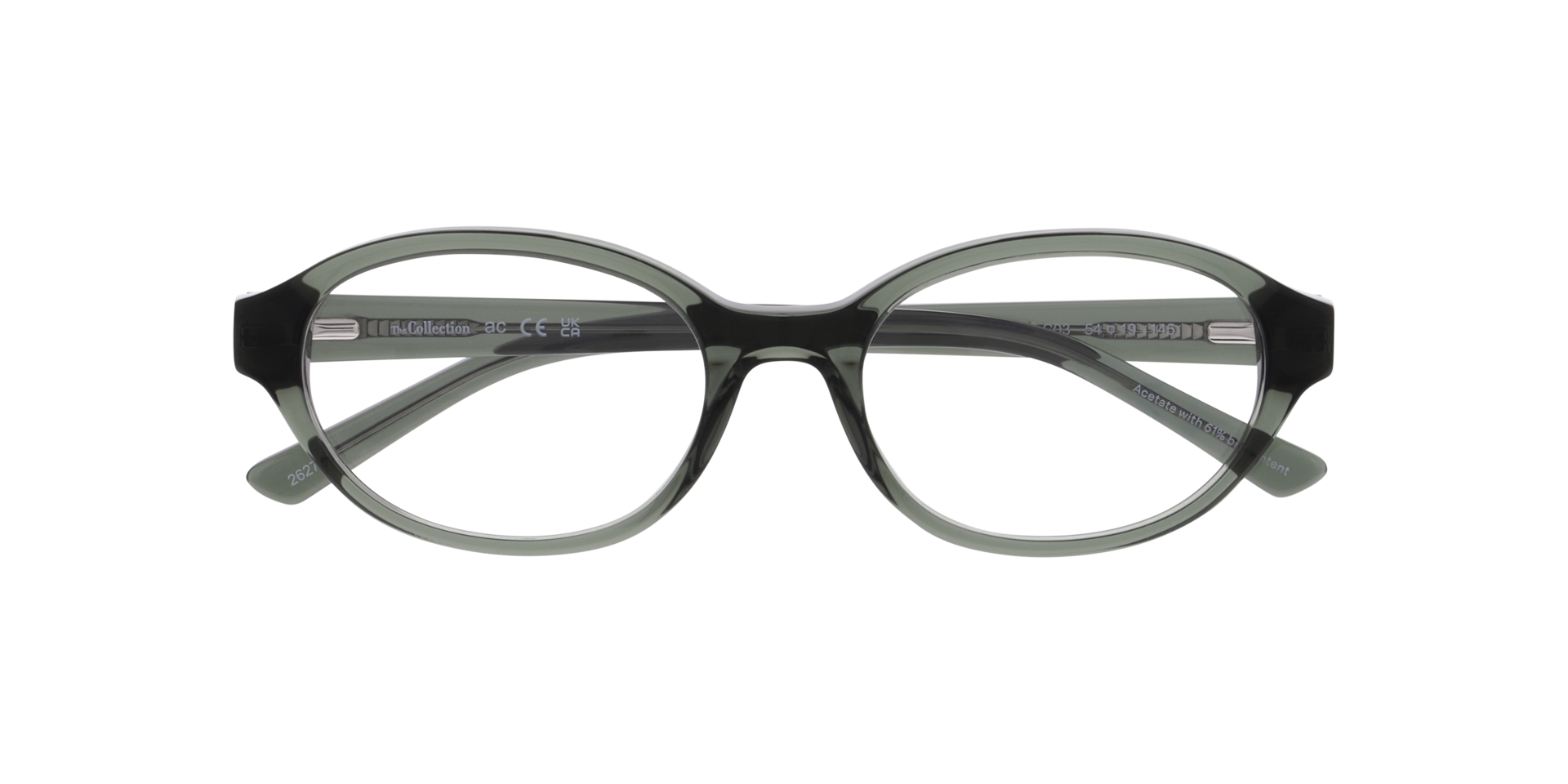 Macey Transparent Green AcetateEyeglass Frames for Glasses Direct, Closed View