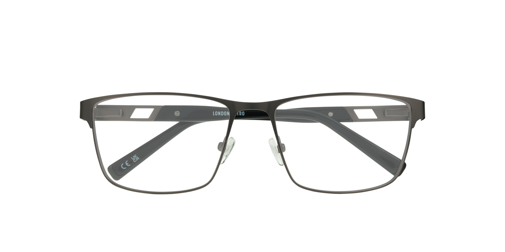 Ken Matte Grey MetalEyeglass Frames for Glasses Direct, Closed View