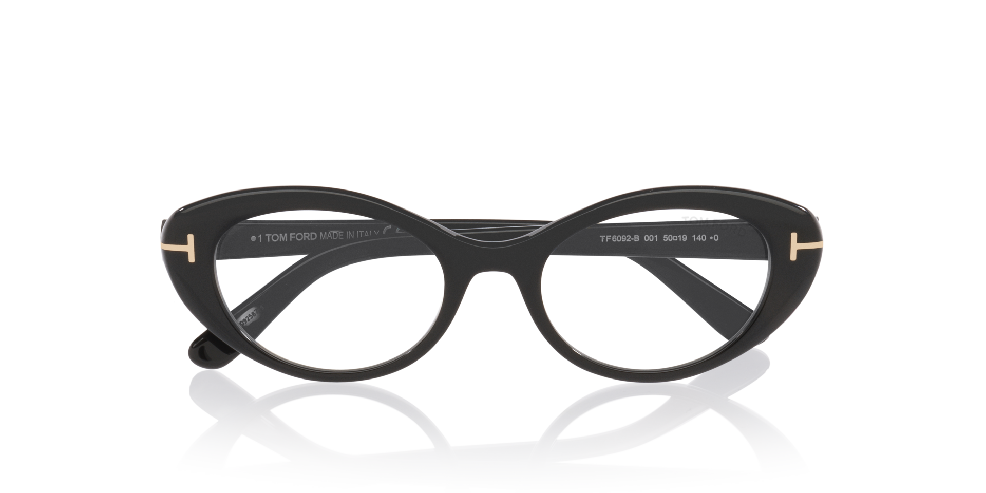 FT6092-B Black Shiny AcetateEyeglass Frames for Glasses Direct, Closed View
