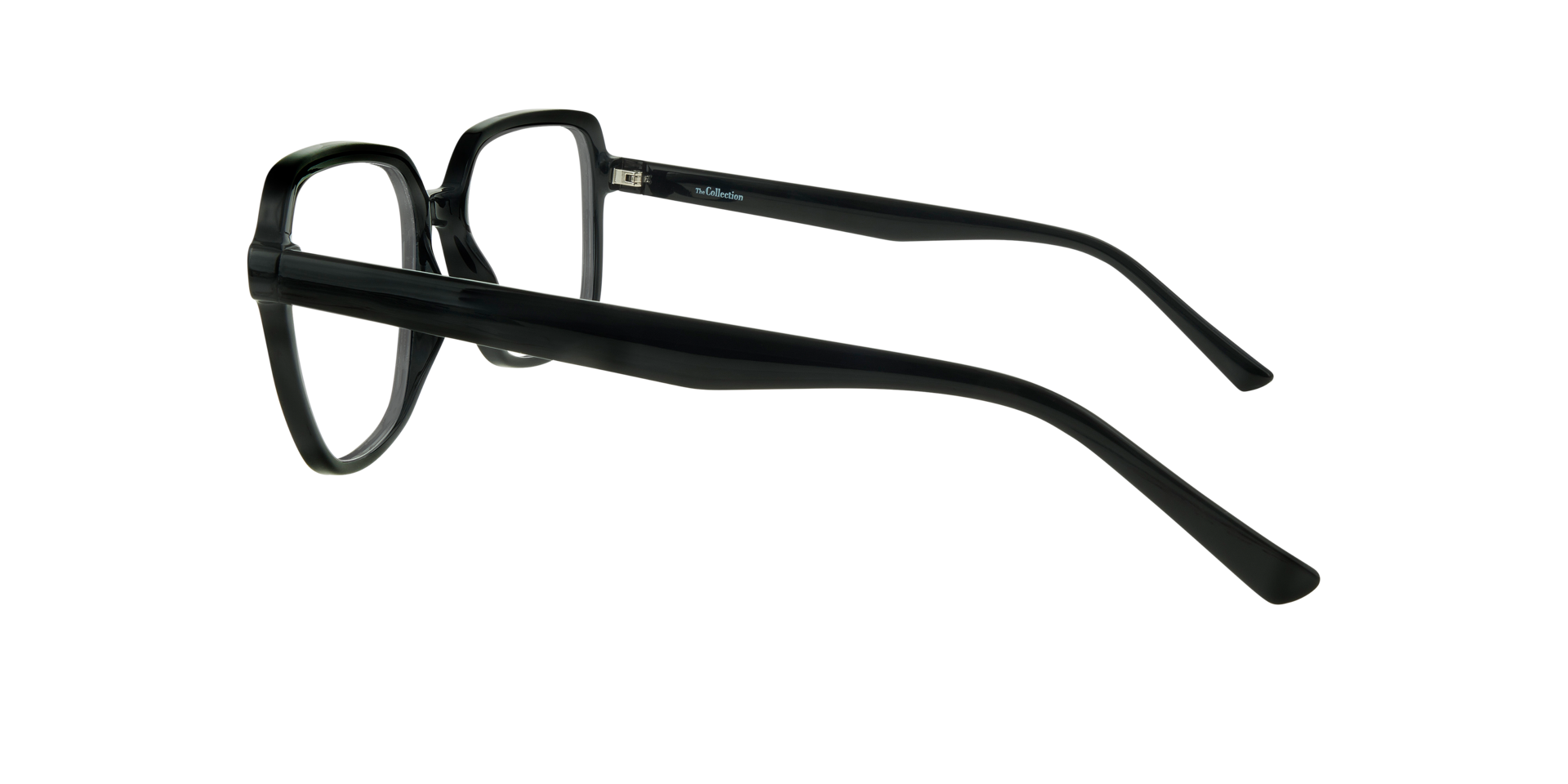 Leigh Shiny Black PlasticEyeglass Frames for Glasses Direct, Side View