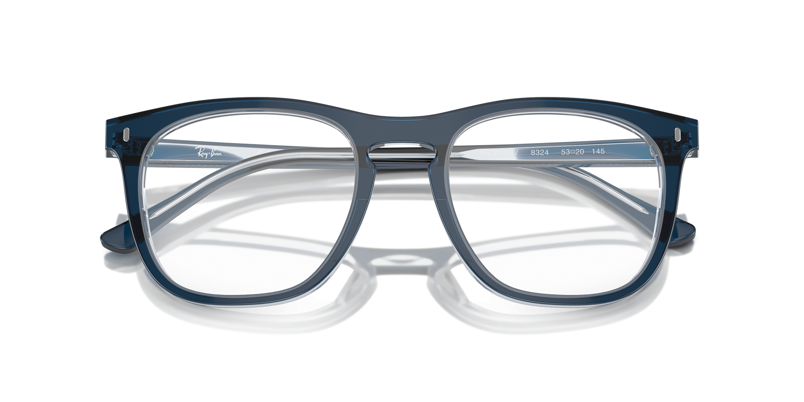RB2210V Blue On Transparent Blue AcetateEyeglass Frames for Glasses Direct, Closed View