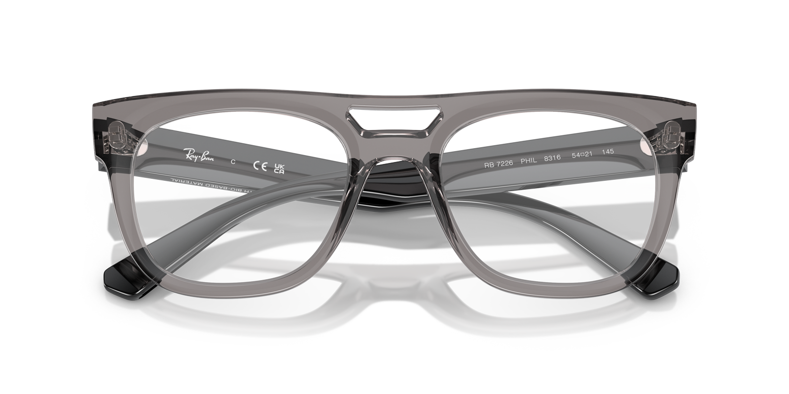 Lloyd Optics Bio-Based Transparent Grey PlasticEyeglass Frames for Glasses Direct, Closed View