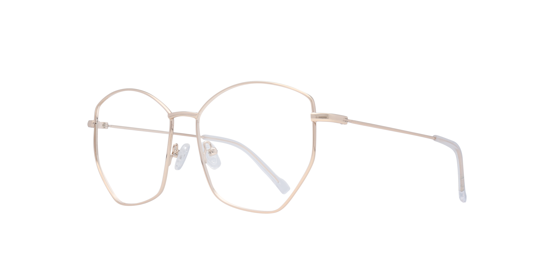 Eliza Shiny Gold MetalEyeglass Frames for Glasses Direct, Angle View