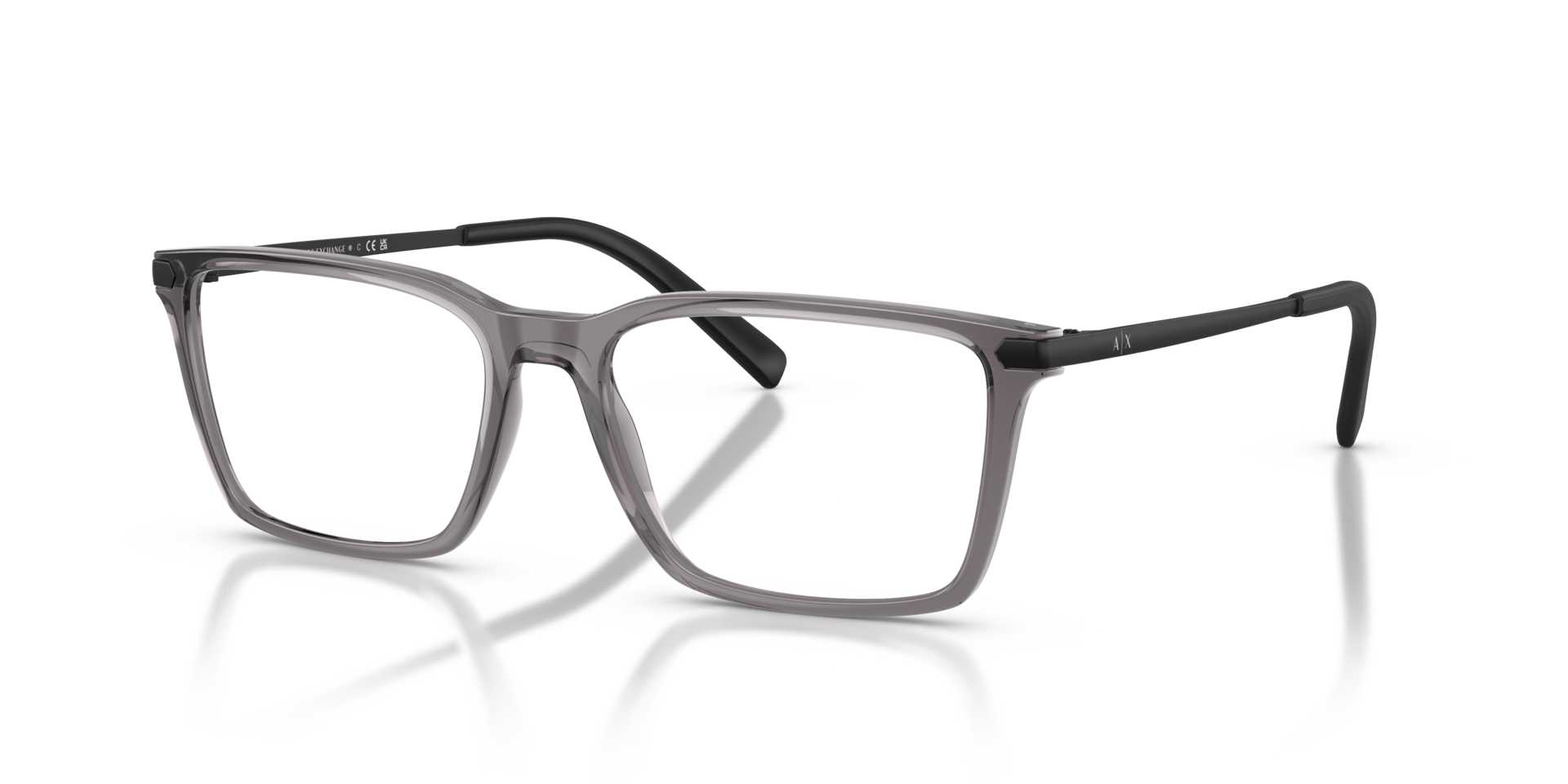 AX3077 Shiny Transparent Grey PlasticEyeglass Frames for Glasses Direct, Angle View