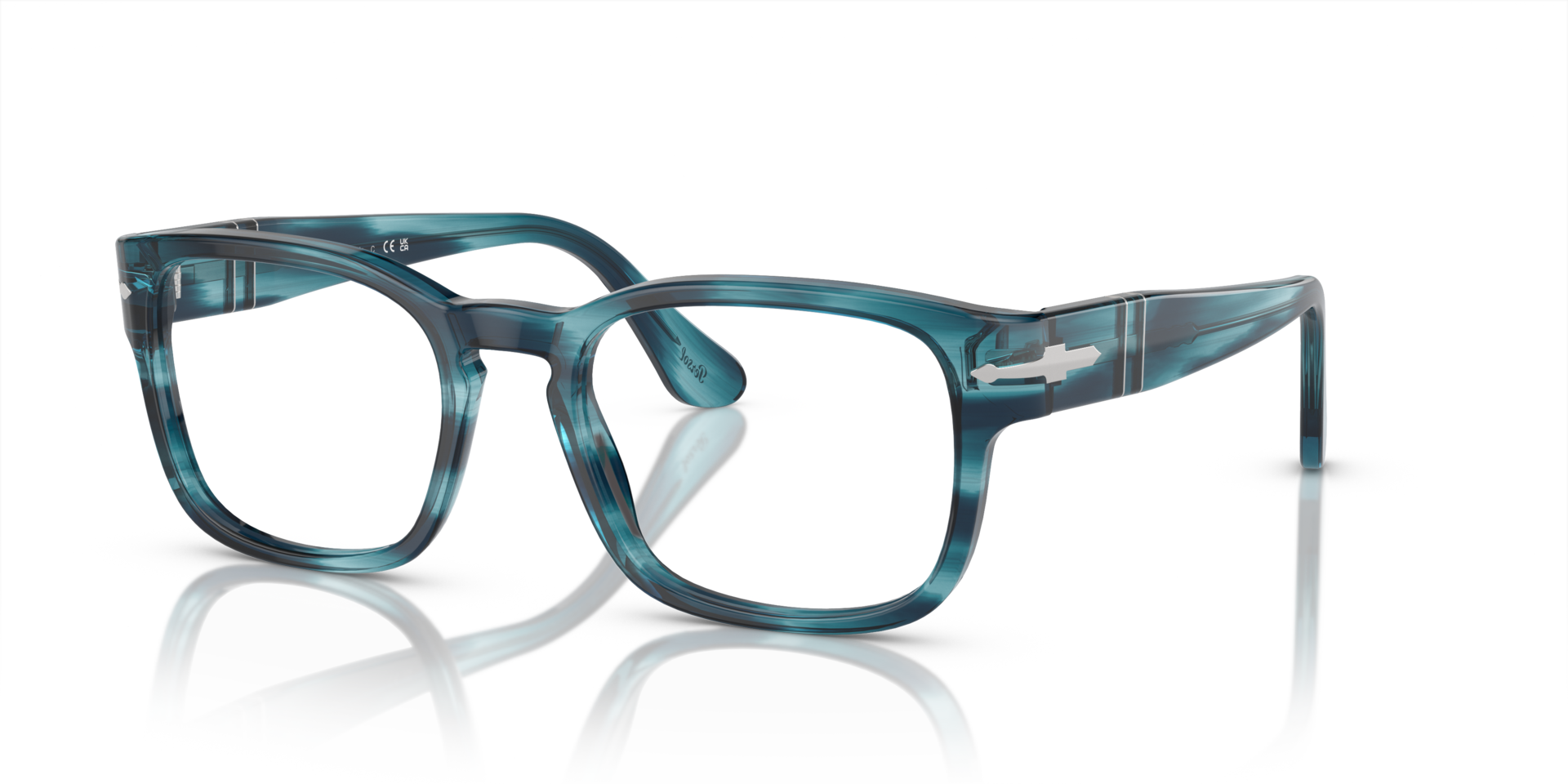PO3334V Striped Blue AcetateEyeglass Frames for Glasses Direct, Angle View