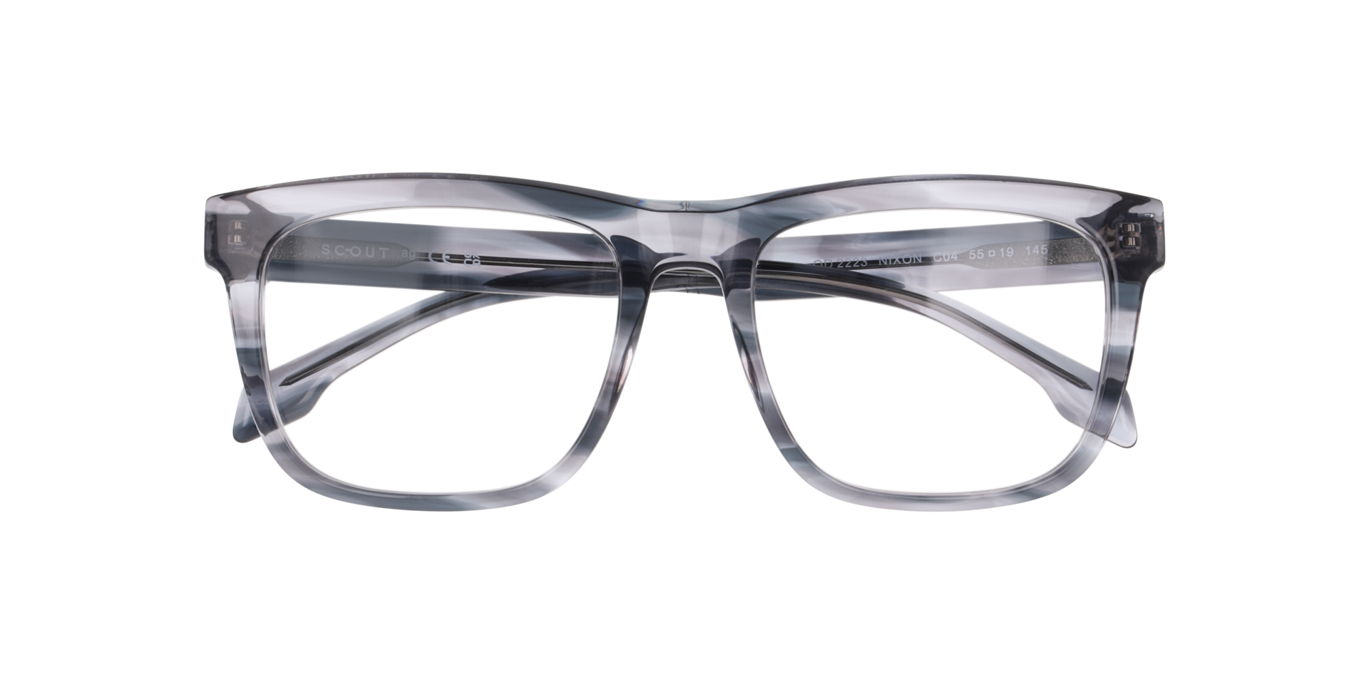 Nixon Horn Crystal Grey AcetateEyeglass Frames for Glasses Direct, Closed View