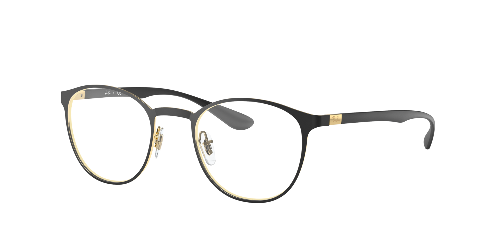 RB6355 Black On Gold MetalEyeglass Frames for Glasses Direct, Angle View