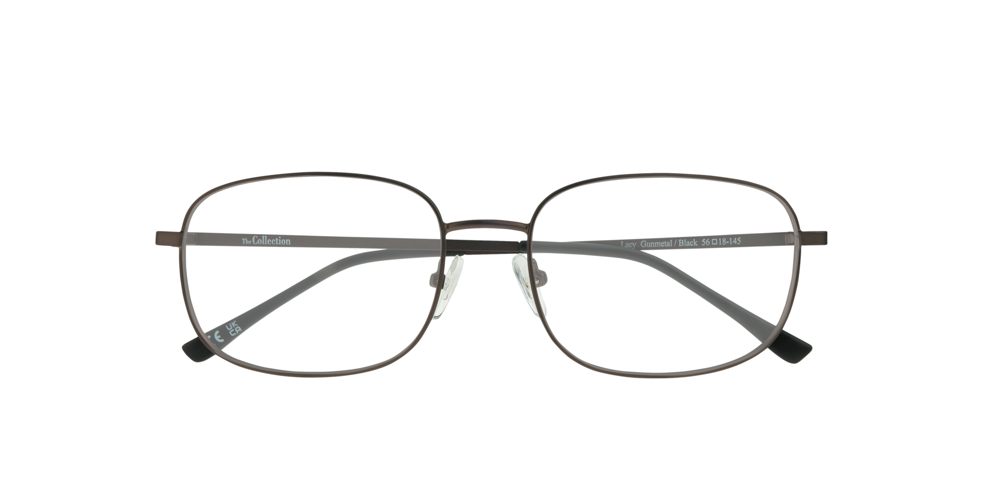 Lacy Gunmetal & Black MetalEyeglass Frames for Glasses Direct, Closed View