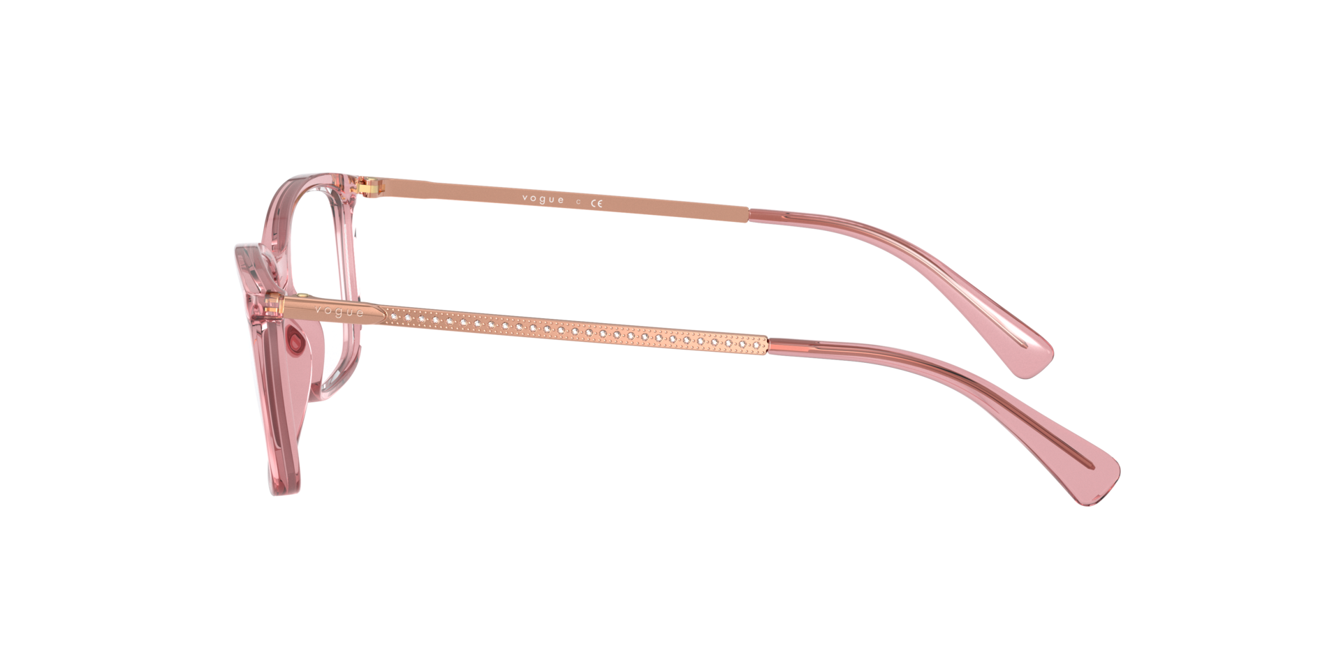 VO5305B Transparent Pink PlasticEyeglass Frames for Glasses Direct, Side View