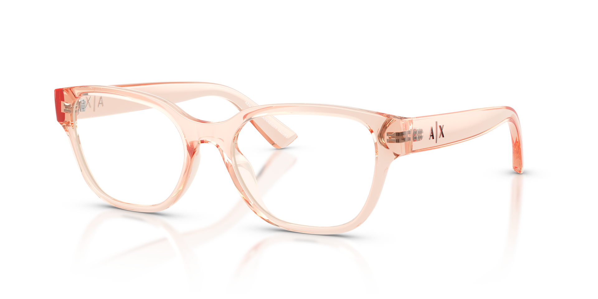 AX3134U Transparent Peach PlasticEyeglass Frames for Glasses Direct, Angle View