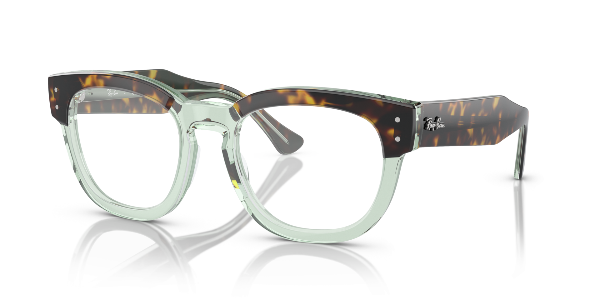 RB0298V Havana On Transparent Green AcetateEyeglass Frames for Glasses Direct, Angle View